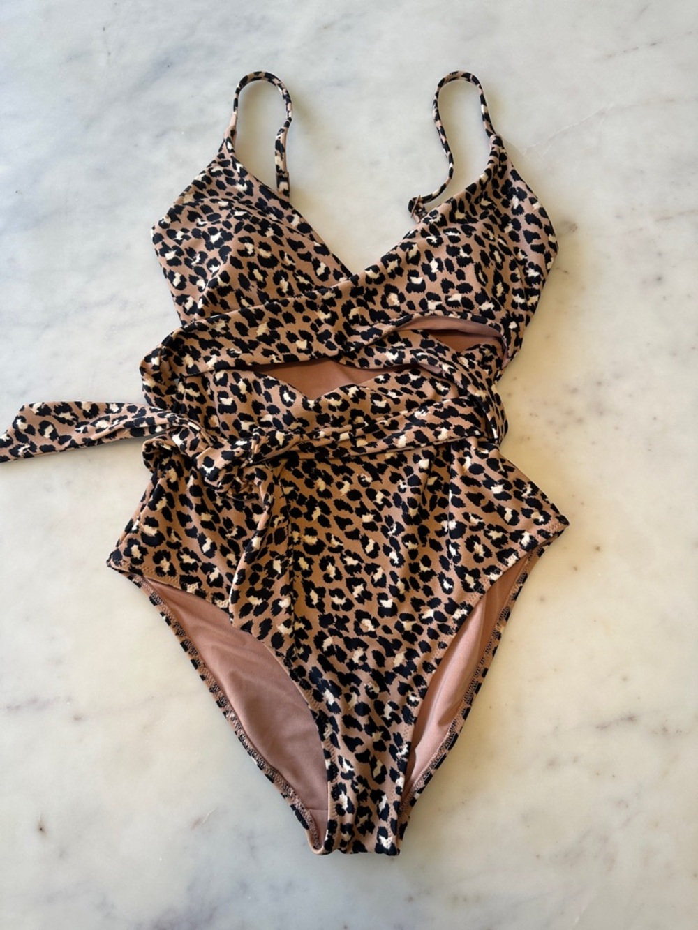 Aerie leopard one piece wrap swimsuit